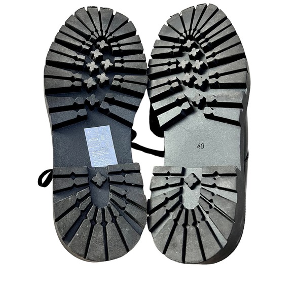 MONKI Women's size 8.5 Black Vegan Leather Chukka Chunky Lace Up Loafers Preppy - Picture 6 of 8